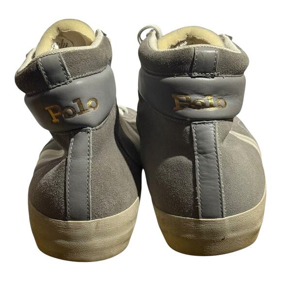 Polo Ralph Lauren Court Mid Gray Suede Sneakers Size 14 Streetwear Casual - Picture 6 of 9